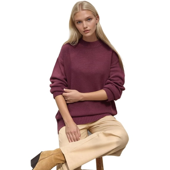Thick Knit Crew Neck Long Sweater