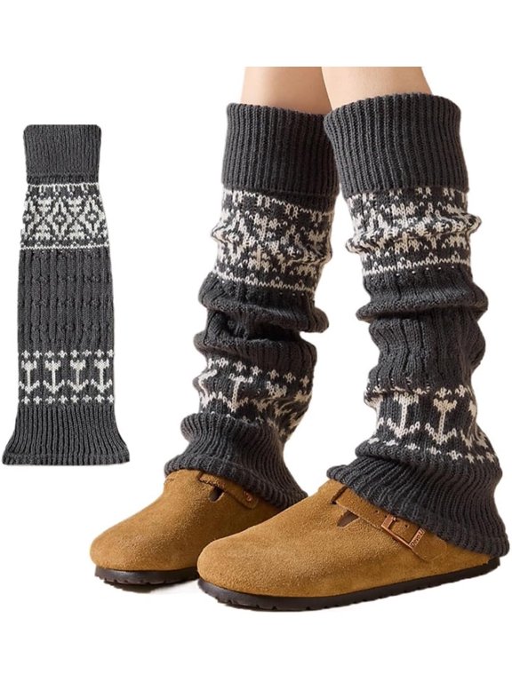 Thick Knit Leg Warmers for Women Warm Slouch Long Socks for Winter Y2k 80s boho Leg Warmers