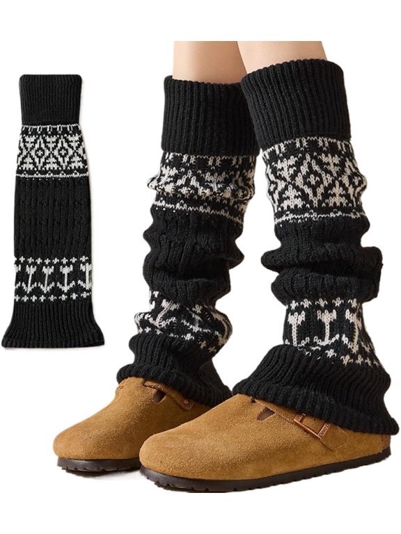 Thick Knit Leg Warmers for Women Warm Slouch Long Socks for Winter Y2k 80s boho Leg Warmers