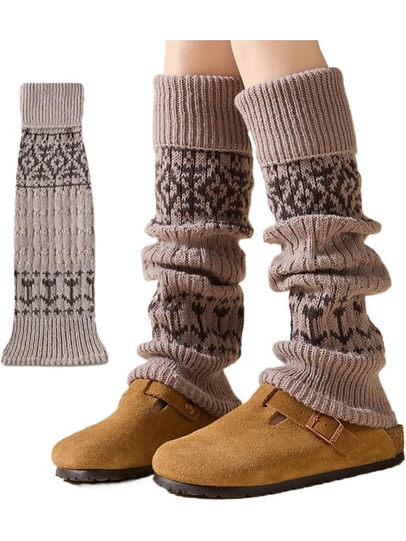 Thick Knit Leg Warmers for Women Warm Slouch Long Socks for Winter Y2k 80s boho Leg Warmers