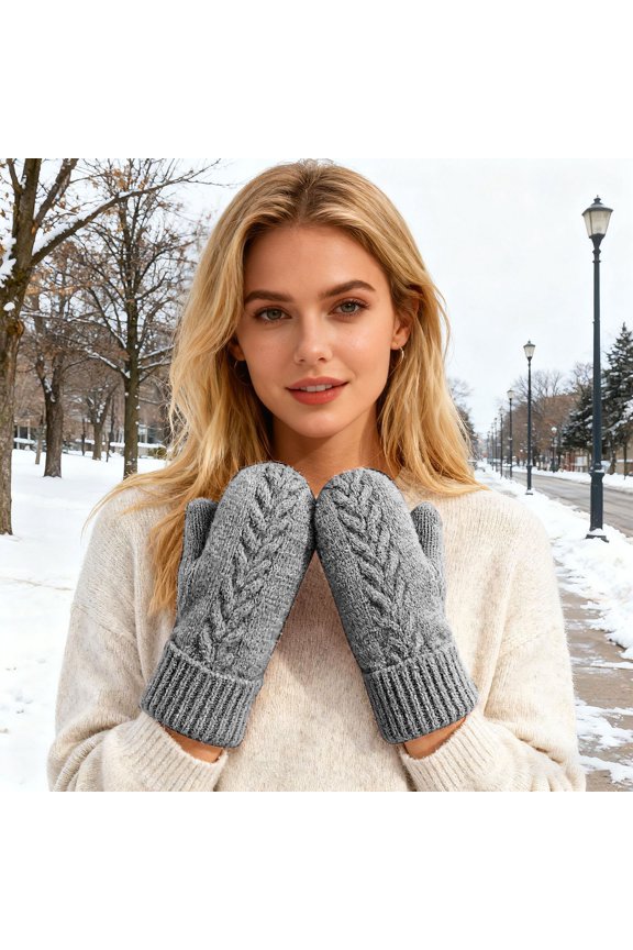 Knit Warmth Mittens with Liner for Everyday Outdoor Activities Seamless Indoor Wear Winter Traction and Touchscreen Friendly Performance Gear, Grey
