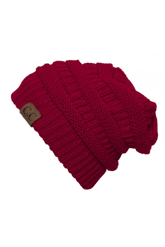 Thick Knit Soft Stretch Beanie Cap - Red