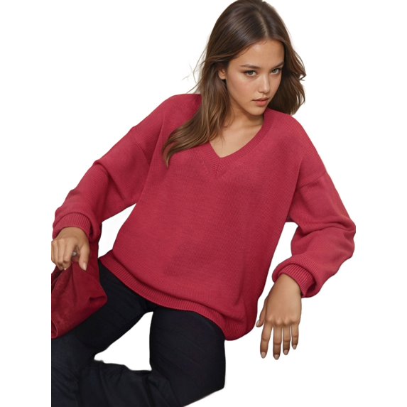Thick Knit V-neck Sweater