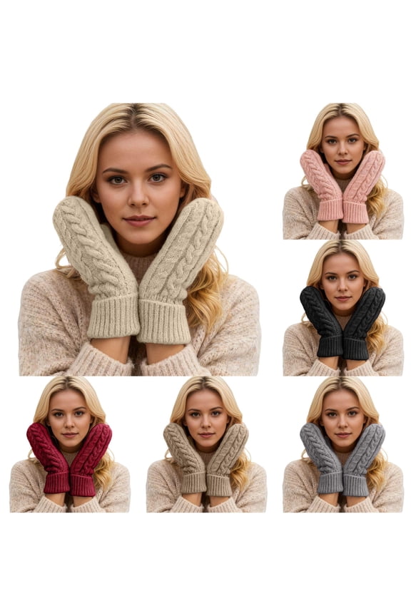 Thick Knit with Liner Double Layer Winter Mittens for Cold Weather Indoor Outwear Training Touchscreen Outdoor Ski And Cycling Gear Mittens