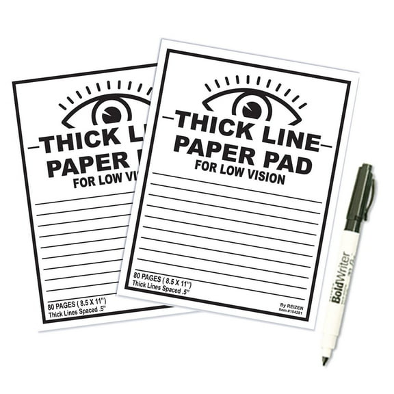 Thick Line Paper Notebooks for Low Vision- Set of 2