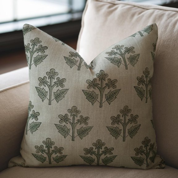 Thick Linen Pillow Covers for Cozy Spaces, Hand block prints, 22"X22" By Fabdivine, Chahat