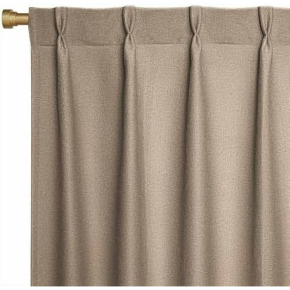 Thick Linen Pinch Pleated Curtains 84 Inch Long 2 Panel Set for Living Room, Double-Faced Curtain for Bedroom, Back Tab Blackout Drapes with Adjustable Hooks (40”W x84”L,Thick Linen)