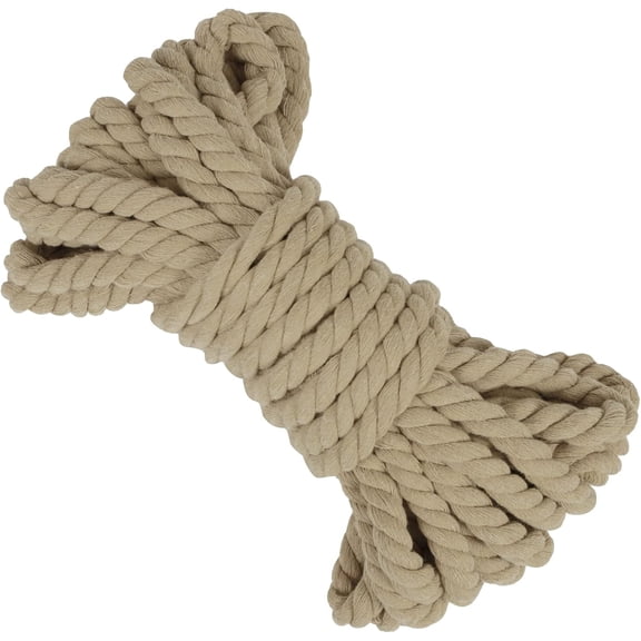 Thick Macrame Cord 8mm x 32.8 Feet Rope Yarn Braided Cotton Cord, 3-Ply Twisted Natural for DIY Crafts Wall Hangings Plant Hangers Knotting Home Decoration (Light Coffee) Light Coffee 8MM 32.8FT