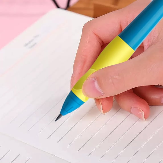 Thick Mechanical Pencil with Refills, Posture Correction Automatic Pencil for Beginners, Comfort Grip Handwriting Training Pencil, 0.9mm Lead