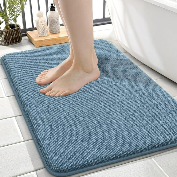 Thick Memory Foam Bath Mat Rug 24x16, Extra Soft Absorbent Bathroom Rug, Quick Dry Bath Mats, Non-Slip, Machine Washable Carpet for Bathroom, Tub and Shower, Home Decor Accessories, Beige