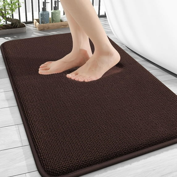 Thick Memory Foam Bath Mat Rug 24x16, Extra Soft Absorbent Bathroom Rug, Quick Dry Bath Mats, Non-Slip, Machine Washable Carpet for Bathroom, Tub and Shower, Home Decor Accessories, Beige