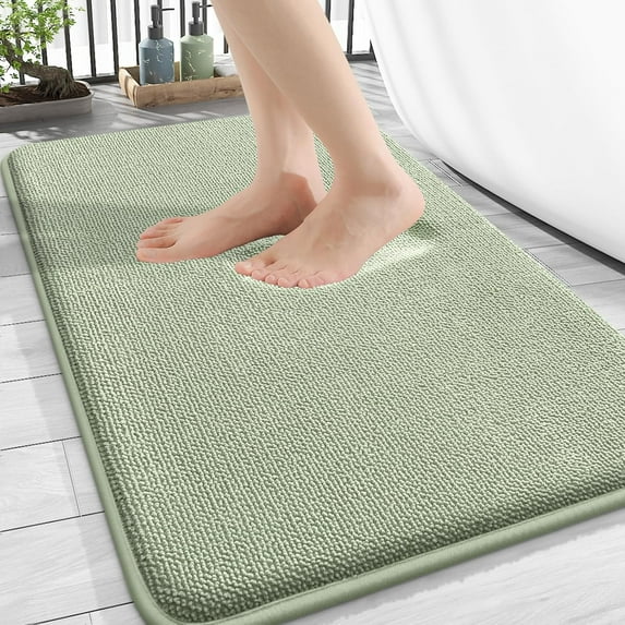 Thick Memory Foam Bath Mat Rug 24x16, Extra Soft Absorbent Bathroom Rug, Quick Dry Bath Mats, Non-Slip, Machine Washable Carpet for Bathroom, Tub and Shower, Home Decor Accessories, Beige