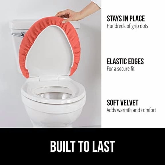 Thick Memory Foam Bathroom Toilet Lid Seat Cover, Soft Velvet Topside, Machine Wash, Plush Cushioned Covers Fits Most Size Lids, Decorative Bath Room Accessories, 19.5x18.5, Coral