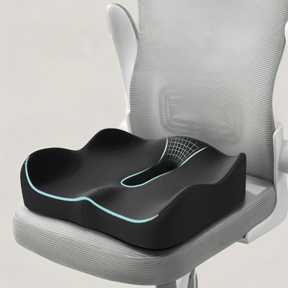 Thick Memory Foam Seat Cushion, Ergonomic Coccyx Support Pillow Non-Slip Bottom, Premium Comfort Pad for Office Chair, Car, Home Furniture & Wheelchair Daily Seating