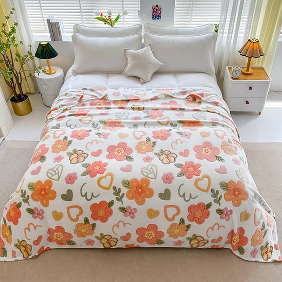 Thick Milk Velvet Throw Blanket,47x79" Floral Duvet Cover Set,Fluffy Comforter Covers,Ultra Soft Blanket For Spring Decor,Machine Washable Quick Dry Blanket,Soft Cozy Warm Blanket For Soft Napping