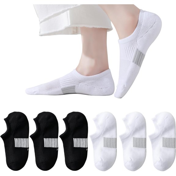 Thick No Show Socks for Women Athletic Ankle Socks Cushioned Running Low Cut No Show Socks Non Slip 3/6 Pairs