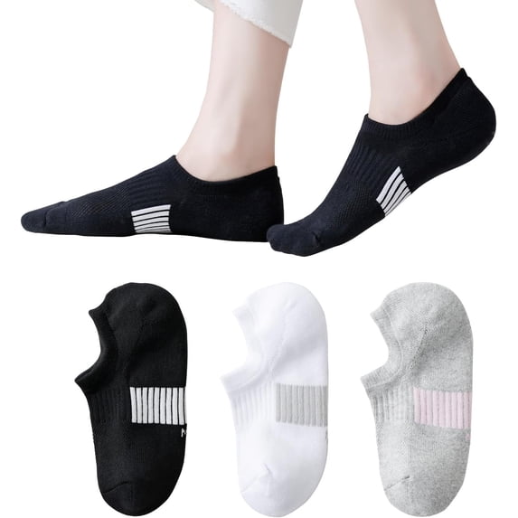 Thick No Show Socks for Women Athletic Ankle Socks Cushioned Running Low Cut No Show Socks Non Slip 3/6 Pairs