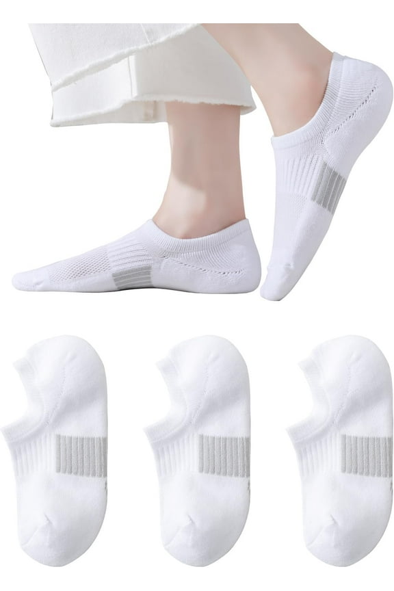 Thick No Show Socks for Women Athletic Ankle Socks Cushioned Running Low Cut No Show Socks Non Slip 3/6 Pairs