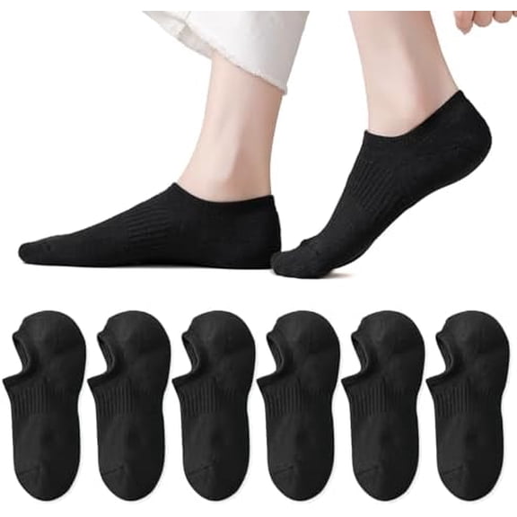 Thick No Show Socks for Women Athletic Ankle Socks Cushioned Running Low Cut Non Slip Footies 3/6 Pairs