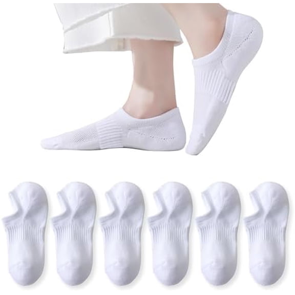 Thick No Show Socks for Women Athletic Ankle Socks Cushioned Running Low Cut Non Slip Footies 3/6 Pairs