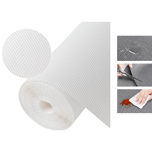 Thick Non-Slip Shelf Liners for Cabinets – Waterproof Kitchen Drawer Liners, Keeps Items Secure & Surfaces Pristine (11.8"W x 118"L, White)