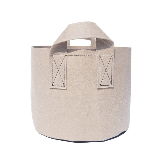 Thick Non Woven Fabric Grow Bags 7x6 Inch, Breathable Vessels with Handles for Deep Root Health, Khaki Garden Containers for Vegetables & Nursery Use