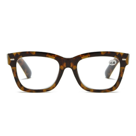 Thick Oversize Square Reading Glasses for Women and Men, Blue Light Blocking Tortoiseshell Spring Hinge Readers +3.50