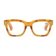 thumbnail image 1 of Thick Oversize Square Reading Glasses for Women and Men, Blue Light Blocking Yellow Tortoiseshell Spring Hinge Readers +1.00, 1 of 5