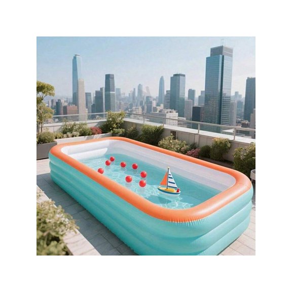 Thick PVC Bathtub-Style Inflatable Family Swimming Pool, Portable Outdoor Water Pool for Backyard Garden Summer Pool Party Entertainment