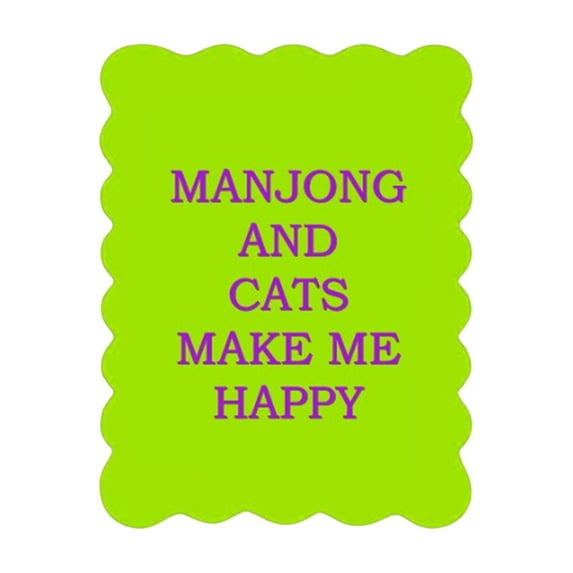 Thick PVC Colorful Mahjong Shuffle Cards with Wavy Fan Shaped Edges, Cute Mahjong Accessories Set of 4 with Funny Sayings, Game Night Party Supplies for Adults,Fluorescent Green