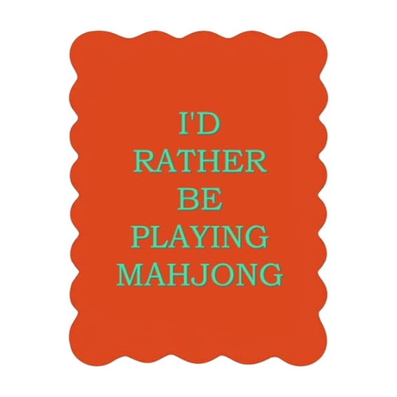 Thick PVC Colorful Mahjong Shuffle Cards with Wavy Fan Shaped Edges, Cute Mahjong Accessories Set of 4 with Funny Sayings, Game Night Party Supplies for Adults,Vermilion