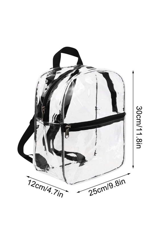 Thick PVC Transparent Mini Backpack, Stadium Security Approved Clear Design, Adjustable Strap Comfort Handle, Safe Non-Toxic Easy Clean, Student School Daily Casual Bag