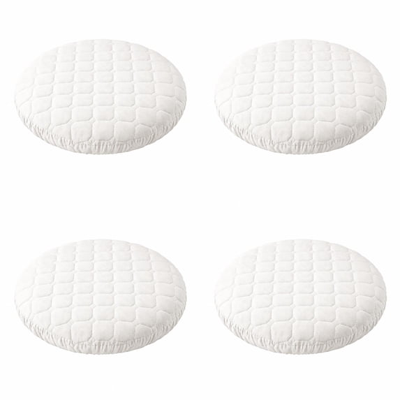 Thick Padded Round Stool Seat Covers Set of 4, Elastic Edge Cushion Covers for Vanity and Kitchen Stools, Washable Soft Fabric for Comfortable Seating, Fits Up to 16 Inch Diameter, by Cosmug