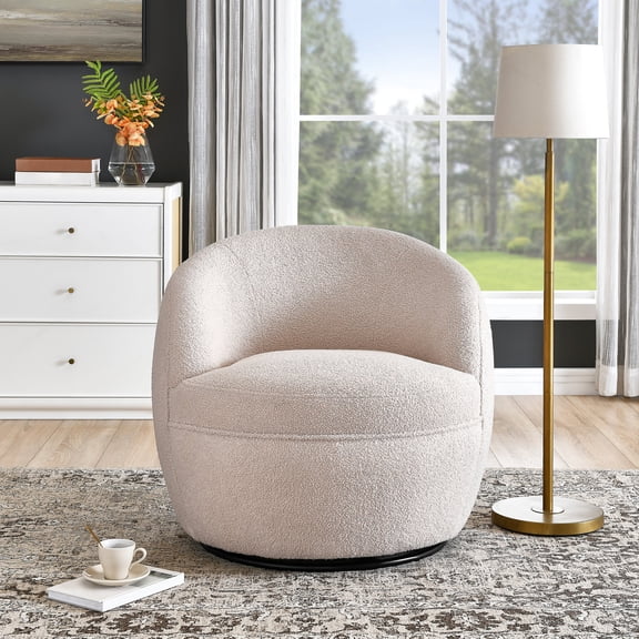 Thick Padding and Sherpa - 360 Degree Swivel Capacity - Home Main Area - Sturdy and Inviting Chair