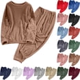 thumbnail image 1 of Pajama Set for Women Loose Solid And Winter Underwear Loungewar Thick And Velvet Warm Velvet Long Sleeves Top Pants Pajama Sets, 1 of 7