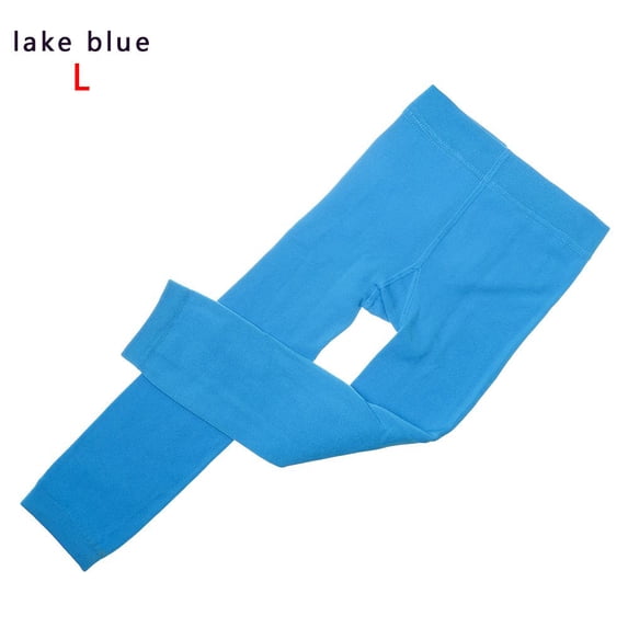 Thick Pantyhose Velvet Thermal Trousers Kids Stockings Girls Pants Children Leggings LAKE BLUE L