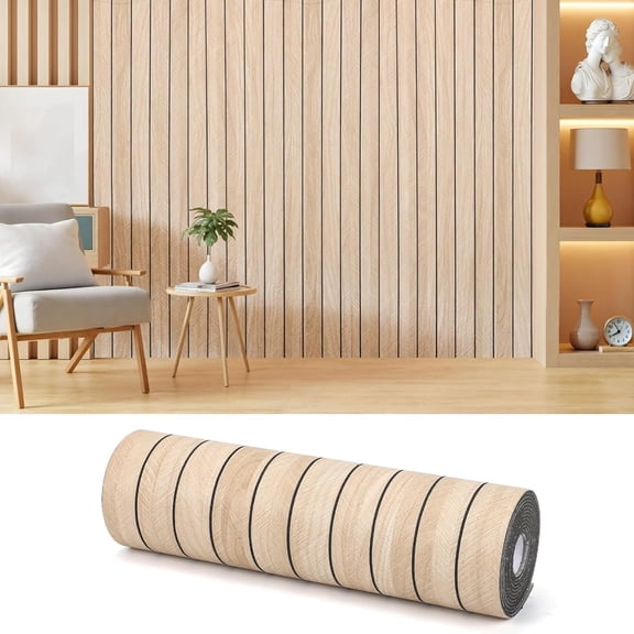 Thick Peel and Stick Slat Wall Panel Self-Adhesive Grain Wallpaper Sticker Soundproof Resistant for Wall Ceiling (236.22" x 15.75")