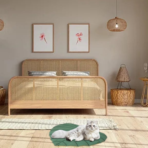 Leaf Shape Pet Floor Mat Thick Comfortable Dog Cat Bed Kennel Mat Soft Washable Durable Non- Pet Mat for Indoor Outdoor Use