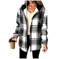 thumbnail image 1 of Thick Plaid Hooded Flannel Shirt for Women Long Sleeve Button up Casual Hoodie Sweatshirt, 1 of 6