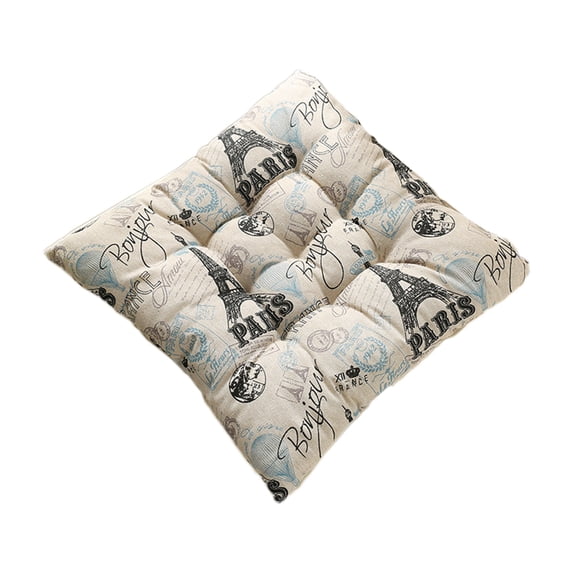 Thick Plaid Printed Chair Cushion with Ties – Cotton Linen Seat Pad for Office, Dining & Student Chairs (16x16 Inches)