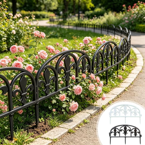 Thick Plastic Garden Fence Panels, Heavy Duty No-Dig Animal Barrier Fencing for Courtyard Lawn, Flower Bed Dig-Proof Landscape Border, AKLJWH