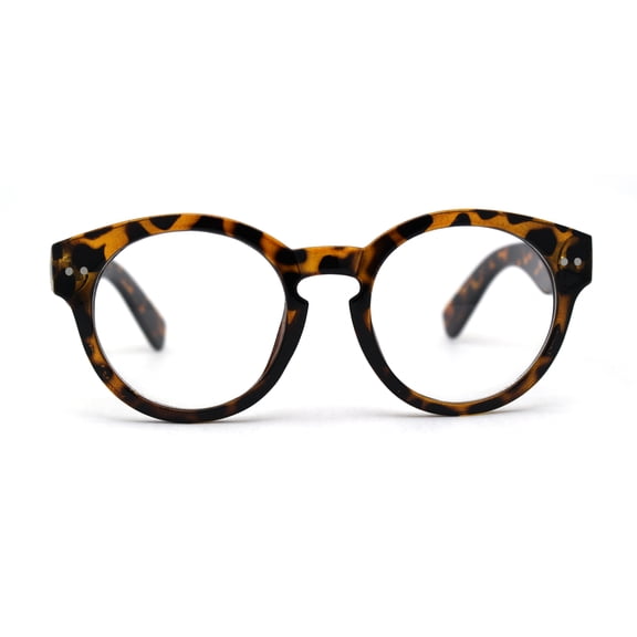 Thick Plastic Nerdy Keyhole Horn Rim Round Eyeglasses Tortoise