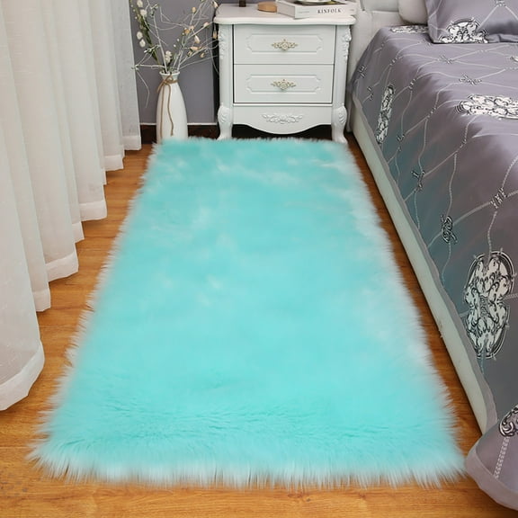 Thick Plush Carpet Blue,A Carpet,Faux Rug for Bedroom Rug Shag Rug for Sofa Couch Seat Cushion Washable Fuzzy Runner Rug Thick Area Rug Floor Carpets for Bedside Living Room 1.6X5.9 Ft Rectangle