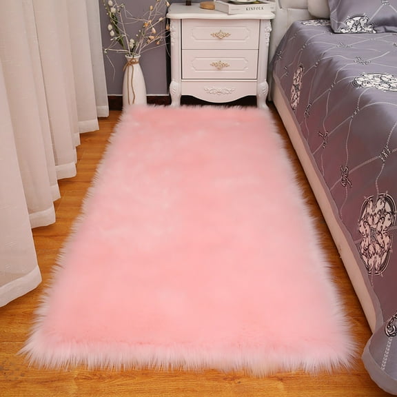 Thick Plush Carpet Pink,A Carpet,Faux Rug for Bedroom Rug Shag Rug for Sofa Couch Seat Cushion Washable Fuzzy Runner Rug Thick Area Rug Floor Carpets for Bedside Living Room 1.6X5.9 Ft Rectangle