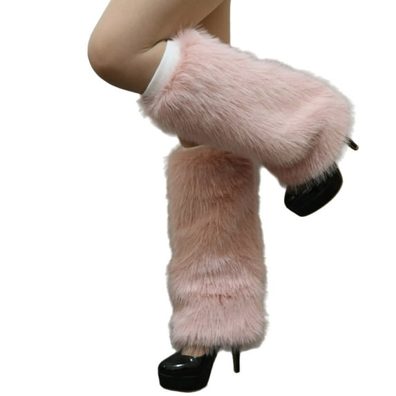 Thick Plush Furry Leg Warmers for Women Soft Cozy Winter Thermal Boot Cuffs Colorful Fuzzy Leg Gaiters Covers Streetwear