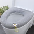 thumbnail image 1 of Thick Plush Toilet Seat Cover with Handle, Universal Warm Fleece Cushion for Winter, Soft Removable Non-Slip Cover Fits All Toilet Shapes, Easy Clean Gray, 1 of 5