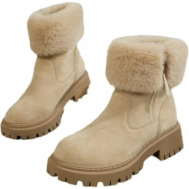 Thick Plush Warm Suede Non-Slip Snow Boots Women Faux Winter Boots Woman Cotton Padded Shoes Platform Ankle Booties