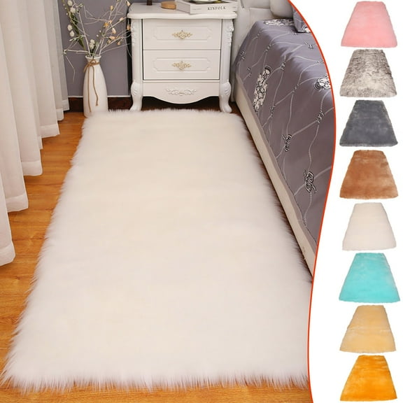 Thick Plush White Carpet, Faux Rug for Bedroom Rug Shag Rug for Sofa Couch Seat Cushion Washable Fuzzy Runner Rug Thick Area Rug Floor Carpets for Bedside Living Room 1.6X5.9 Ft Rectangle, a Carpet