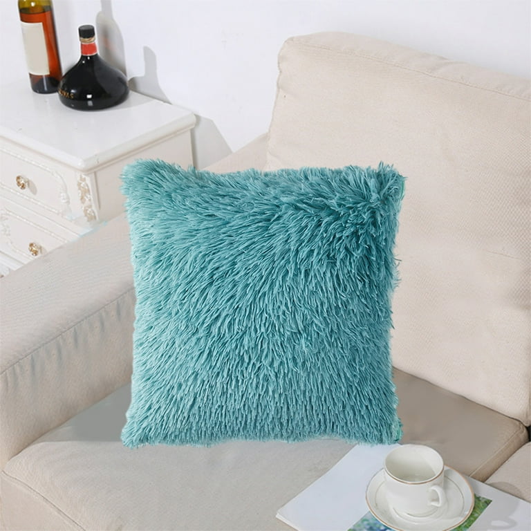 WICVIK Thick Plush Wool Throw Pillow Covers 16x16 inch Cream Soft Decorative Cushion Cover for Sofa Bedroom Pillow Shell Size 40x40cm Beige