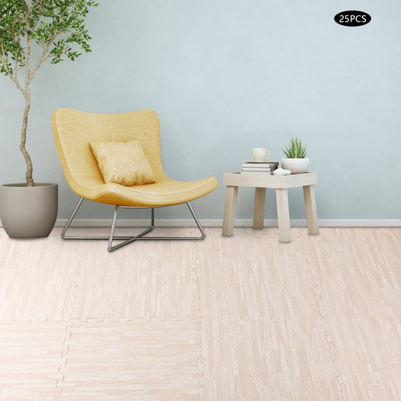 Thick Printed Foam Tiles Interlocking Foam Mat,25 Pcs Wood Grain Style Protective Flooring,Protective Flooring Mat for Home Gym and Fitness Room